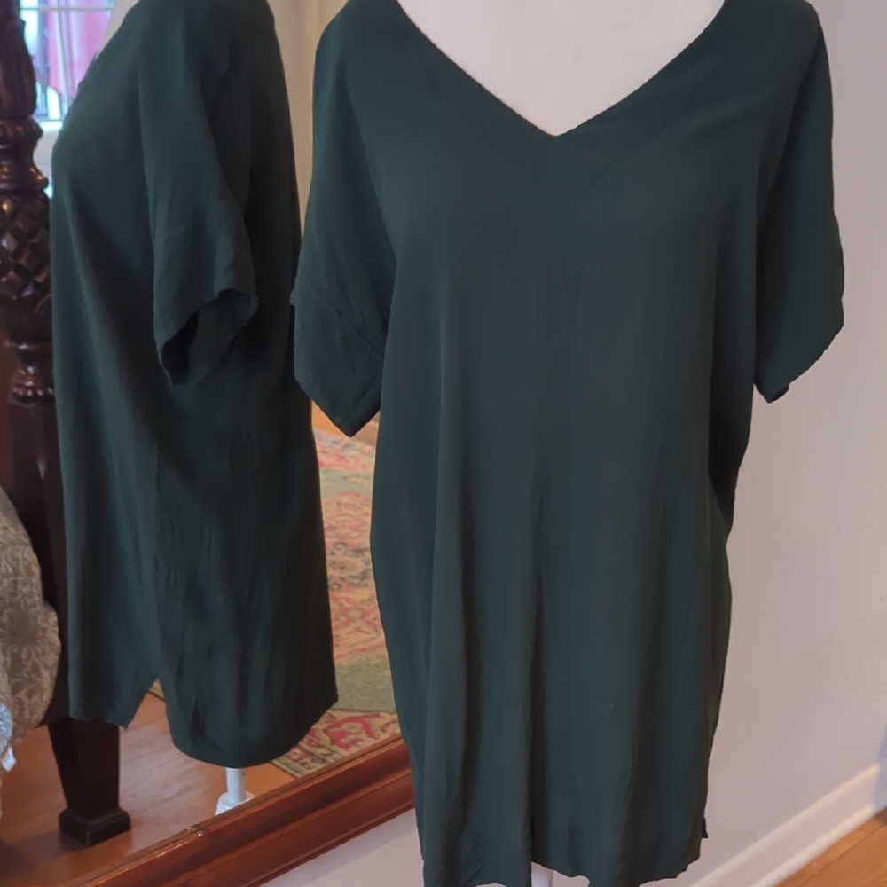 Madewell Forest Green V-Neck Short Sleeve Tee Coverup